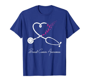 Nurse Breast Cancer Awareness Pink Ribbon Stethoscope Heart T-Shirt