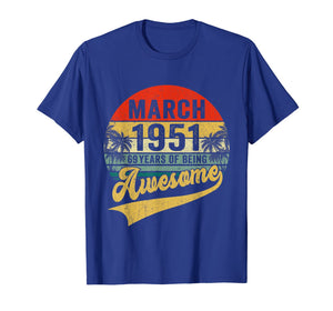 Vintage Retro March 1951 69th Birthday Gifts 69 Years Old TShirt1015902
