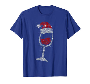 Wine Glasses Santa Hat Christmas Funny Wine Lover Gift T-Shirt