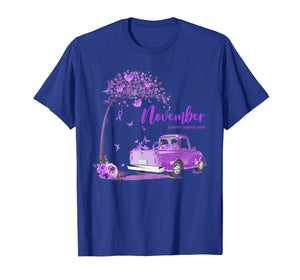 Truck Purple Ribbon November Alzheimer's Awareness Month T-Shirt