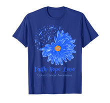 Load image into Gallery viewer, Faith Hope Love Colon Cancer Awareness Flower Blue Gifts T-Shirt-472196
