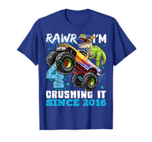 Load image into Gallery viewer, Rawr I'm 4 Crushing It 2016 Monster Truck Dinosaur Birthday T-Shirt-232336
