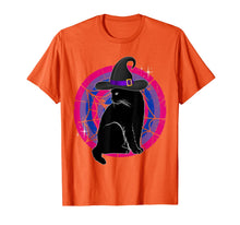 Load image into Gallery viewer, LGBT Bisexual Pride Cat Rainbow Witch &amp; Hat Gay Halloween T-Shirt
