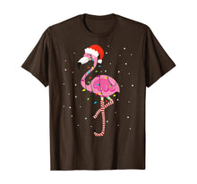 Load image into Gallery viewer, Funny shirts V-neck Tank top Hoodie sweatshirt usa uk au ca gifts for Cute Pink Flamingo Christmas Lights Santa Hat T-Shirt 85292
