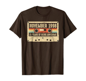 Vintage November 1998 21st birthday Gift Retro Cassette Tape T-Shirt