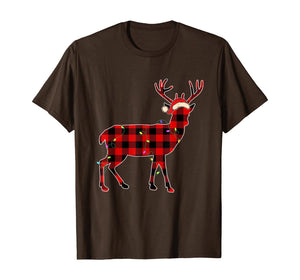 Funny shirts V-neck Tank top Hoodie sweatshirt usa uk au ca gifts for Funny Deer Christmas Lights Red Plaid Santa Hat Gift T-Shirt 330310