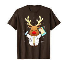 Load image into Gallery viewer, Medical Scrub Top Reindeer Nurse With Stethoscope Christmas T-Shirt
