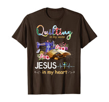 Load image into Gallery viewer, quilting in my veins jesus in my heart shirt T-Shirt
