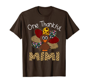 Turkey One Thankful Mimi Grandma Thanksgiving Fall Gift T-Shirt