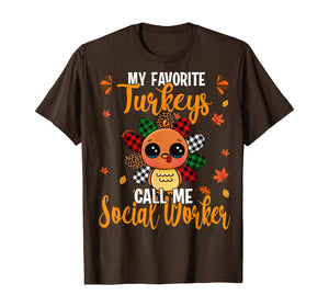 Funny shirts V-neck Tank top Hoodie sweatshirt usa uk au ca gifts for My Favorite Turkey Call Me Social Worker Leopard Plaid Gifts T-Shirt 1264117