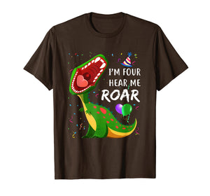 Funny shirts V-neck Tank top Hoodie sweatshirt usa uk au ca gifts for Kids I'm Four Hear me Roar 4th Birthday Dinosaur Shirts Boy 838632