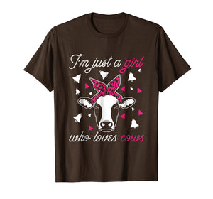 Funny shirts V-neck Tank top Hoodie sweatshirt usa uk au ca gifts for Cow Funny Tshirt - I'm Just A Girl Who Loves Cows Farmer 2112225
