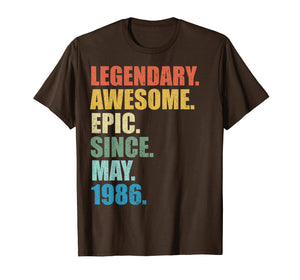 Funny shirts V-neck Tank top Hoodie sweatshirt usa uk au ca gifts for Legendary Awesome Epic Since May 1986 33 Years Old Tshirt 1707885