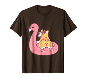 Funny shirts V-neck Tank top Hoodie sweatshirt usa uk au ca gifts for Corgi Butt Dog Bikini Pink Flamingo Float Funny Gift T Shirt 1010907