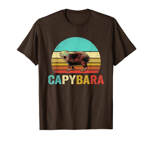 Funny shirts V-neck Tank top Hoodie sweatshirt usa uk au ca gifts for Vintage Capybara Shirt Sunset 2539845
