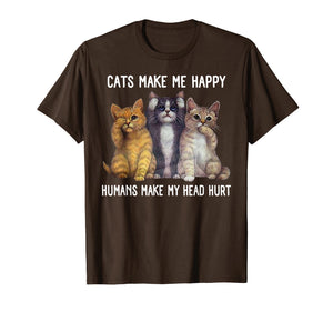 Funny shirts V-neck Tank top Hoodie sweatshirt usa uk au ca gifts for Cats Make Me Happy Humans Make My Head Hurt T-Shirt 2334271