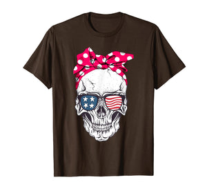 Funny shirts V-neck Tank top Hoodie sweatshirt usa uk au ca gifts for Pink Bandana Skull American Flag Glasses T Shirt 596980