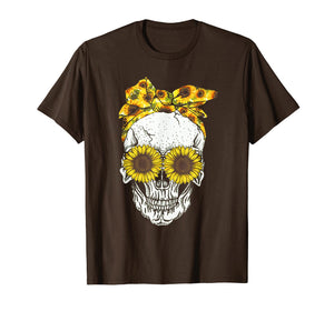 Skull sunflower floral flowers t shirt cute gift idea