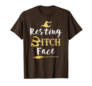 Resting Bitch Face Halloween Witch And Broom Witch T-Shirt