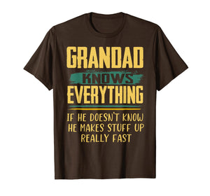 Funny Family Christmas Gifts Grandad Knows Everything T-Shirt-1672681