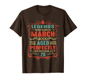 Legends Were Born In March 2000 20th Birthday Gifts TShirt866477
