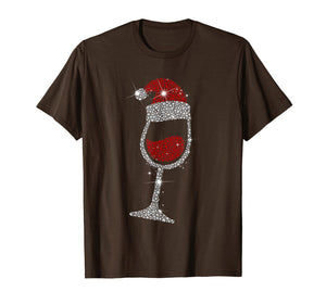 Wine Glasses Santa Hat Christmas Funny Wine Lover Gift T-Shirt