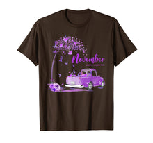 Load image into Gallery viewer, Truck Purple Ribbon November Alzheimer&#39;s Awareness Month T-Shirt
