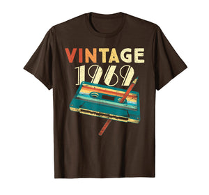 Vintage 1969 Music Cassette 50th Birthday Gifts 50 Years Old T-Shirt 132987