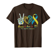Load image into Gallery viewer, Peace Love T21 Down Syndrome Awarenesss Ribbon Gift TShirt791786
