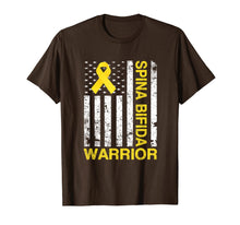 Load image into Gallery viewer, Spina Bifida Warrior Awareness Gift USA Flag Yellow Ribbon  T-Shirt
