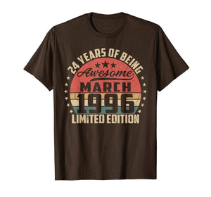 Vintage March 1996 24 Year Old Bday Gifts 24th Birthday TShirt955864