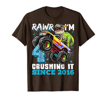 Load image into Gallery viewer, Rawr I'm 4 Crushing It 2016 Monster Truck Dinosaur Birthday T-Shirt-232336
