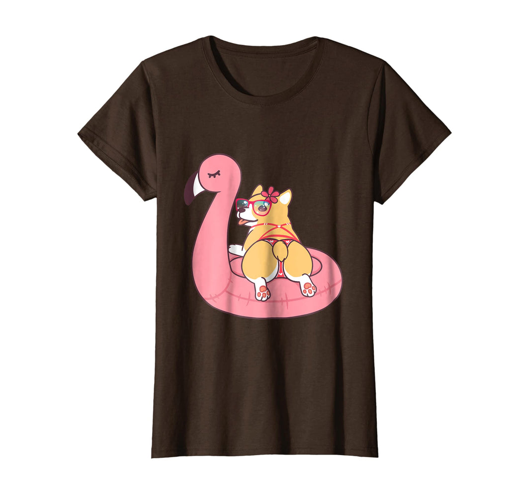 Funny shirts V-neck Tank top Hoodie sweatshirt usa uk au ca gifts for Corgi Butt Dog Bikini Pink Flamingo Float Funny Gift T Shirt 1010907