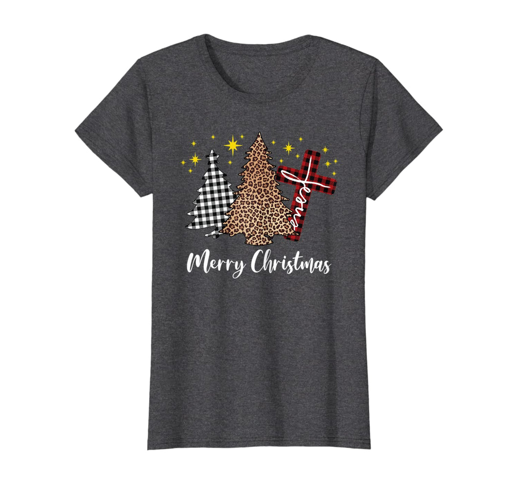 Funny shirts V-neck Tank top Hoodie sweatshirt usa uk au ca gifts for Plaid Xmas Tree Christian Cross Jesus Merry Christmas T-Shirt 794336