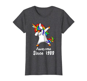 Funny shirts V-neck Tank top Hoodie sweatshirt usa uk au ca gifts for 30 Years Old 30th Birthday Unicorn Dabbing Shirt 1988 Gift 1497197