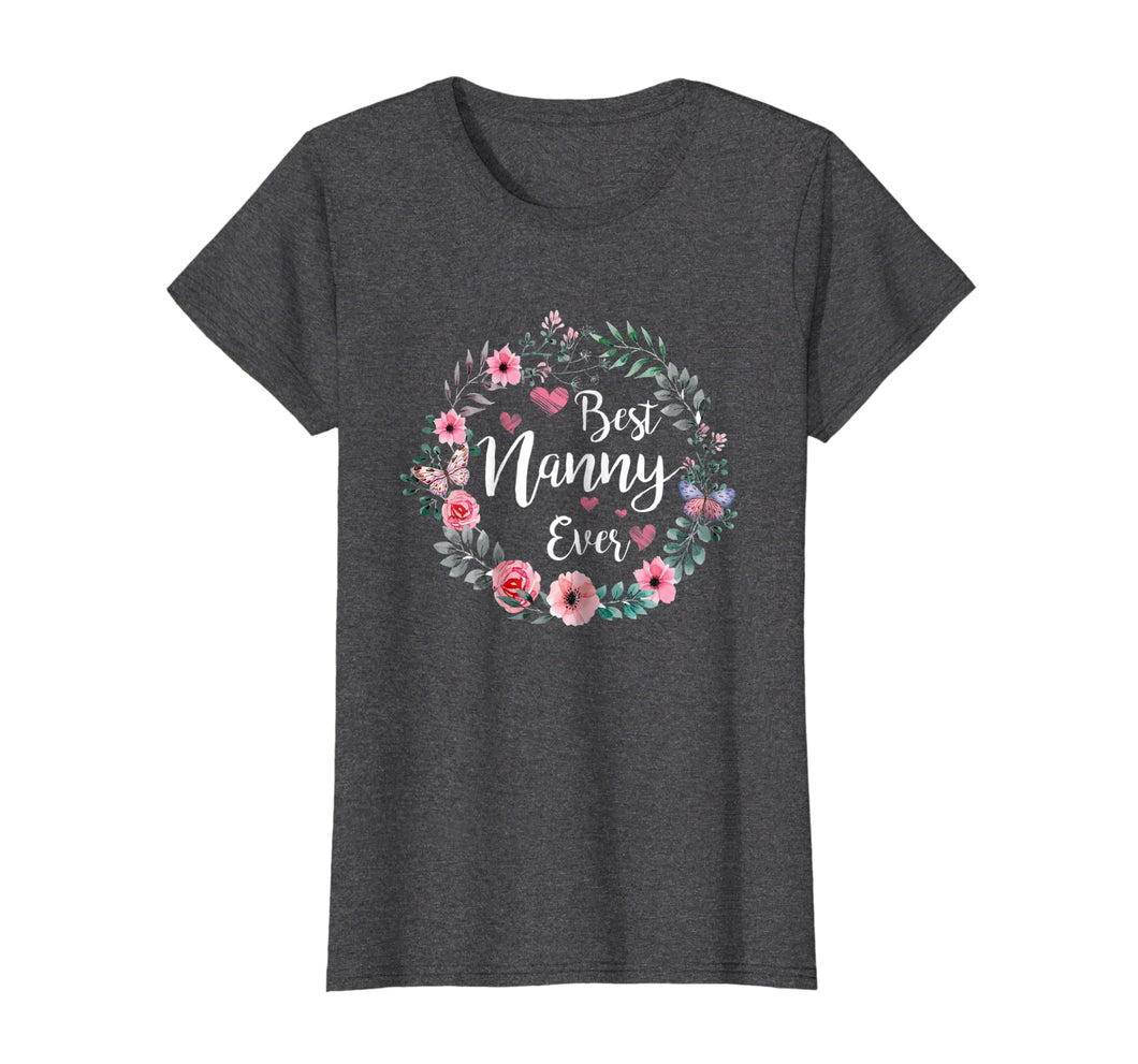 Womens Best Nanny Ever Circle Flower Mother's Day Gift T-Shirt