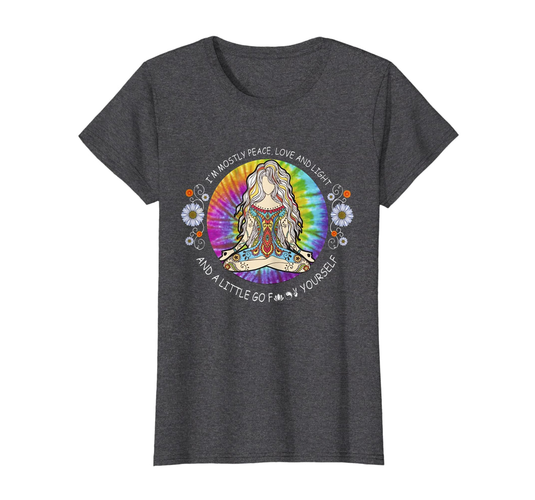 Funny shirts V-neck Tank top Hoodie sweatshirt usa uk au ca gifts for Yoga Tattoo Women T-Shirt I'm Mostly Peace Love And Light 215454