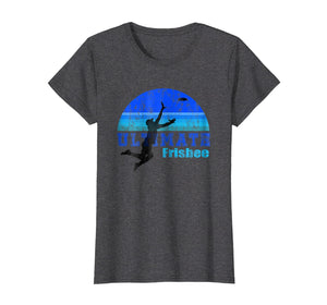 Funny shirts V-neck Tank top Hoodie sweatshirt usa uk au ca gifts for Ultimate Frisbee Shirt Sunset Blue Jumping Catch Distressed 2841022