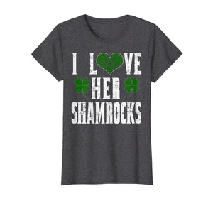 Funny shirts V-neck Tank top Hoodie sweatshirt usa uk au ca gifts for I Love Her Shamrocks Funny Couples St Patricks Day T Shirt 1424114