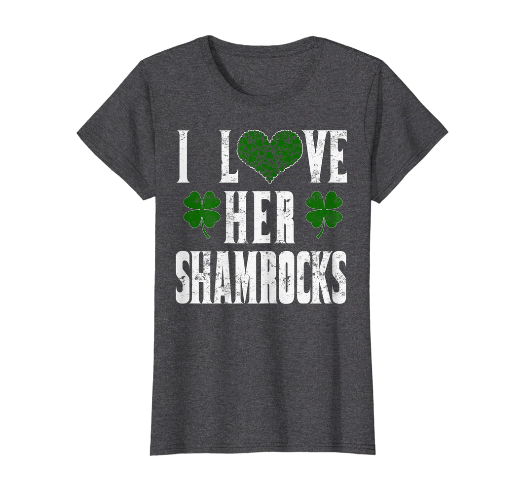 Funny shirts V-neck Tank top Hoodie sweatshirt usa uk au ca gifts for I Love Her Shamrocks Funny Couples St Patricks Day T Shirt 1424114