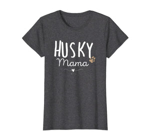 Womens Husky Mama, Husky Mom Gifts Dog Lover Siberian Husky Mom Paw T-Shirt-198471