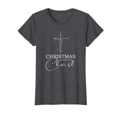 Funny shirts V-neck Tank top Hoodie sweatshirt usa uk au ca gifts for Jesus Cross Christmas Begins With Christ Xmas Snow Christian T-Shirt 188312