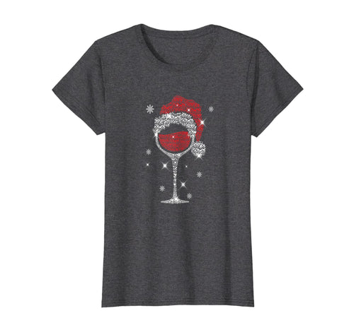 Womens Glass of Red Grape Wine Santa Hat Christmas Men Women gifts T-Shirt-2295916
