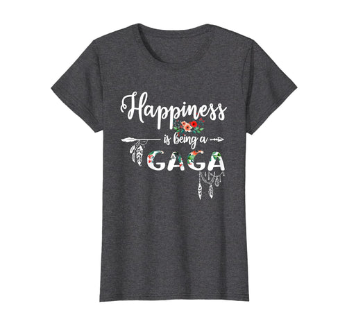Womens Grandma Shirt Happiness is Being a Gaga Gifts Floral T-Shirt-3210529
