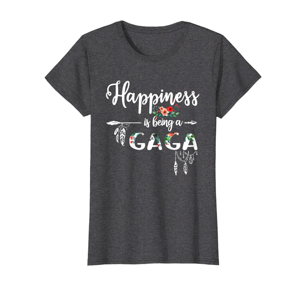 Womens Grandma Shirt Happiness is Being a Gaga Gifts Floral T-Shirt-3210529