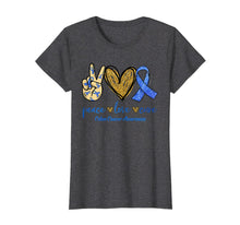 Load image into Gallery viewer, Peace Love Cure Blue Ribbon Colon Cancer Awareness TShirt789412
