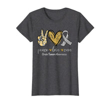 Load image into Gallery viewer, Peace Love Cure Ribbon Brain Tumor Awareness Gifts TShirt1007238
