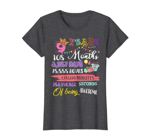 9th Birthday Tshirt For Girls 9 Years Old Being Awesome Gift T-Shirt-268822