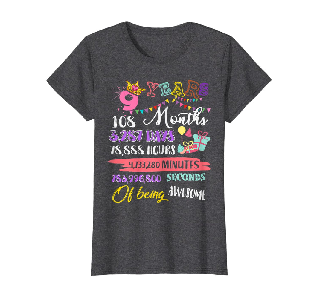 9th Birthday Tshirt For Girls 9 Years Old Being Awesome Gift T-Shirt-268822
