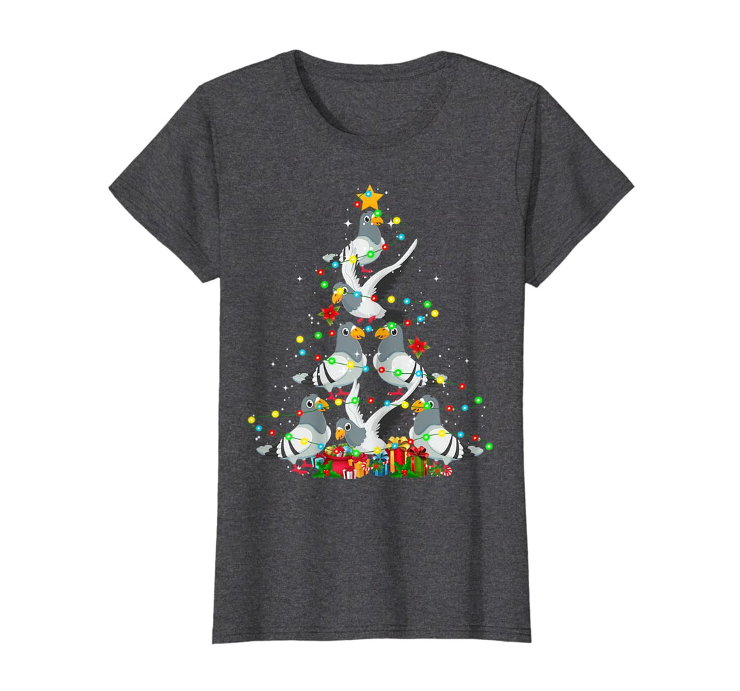 Pigeon Christmas Tree Funny Pigeon Bird Lover Xmas Gifts T-Shirt-921100